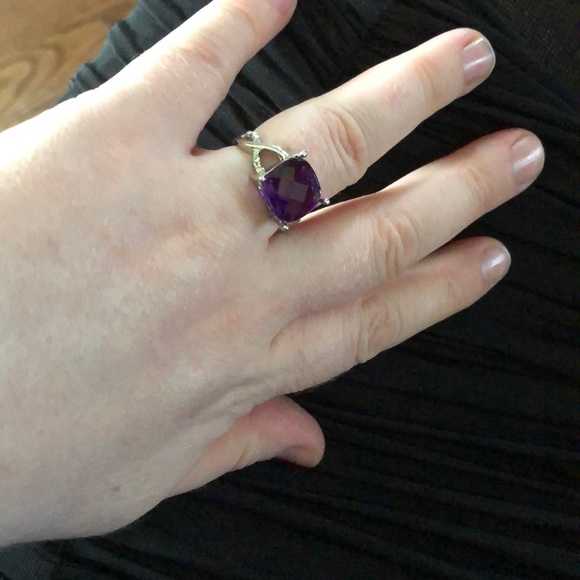 New Women's Silver  Purple Topaz Gemstone Ring - Picture 6 of 8